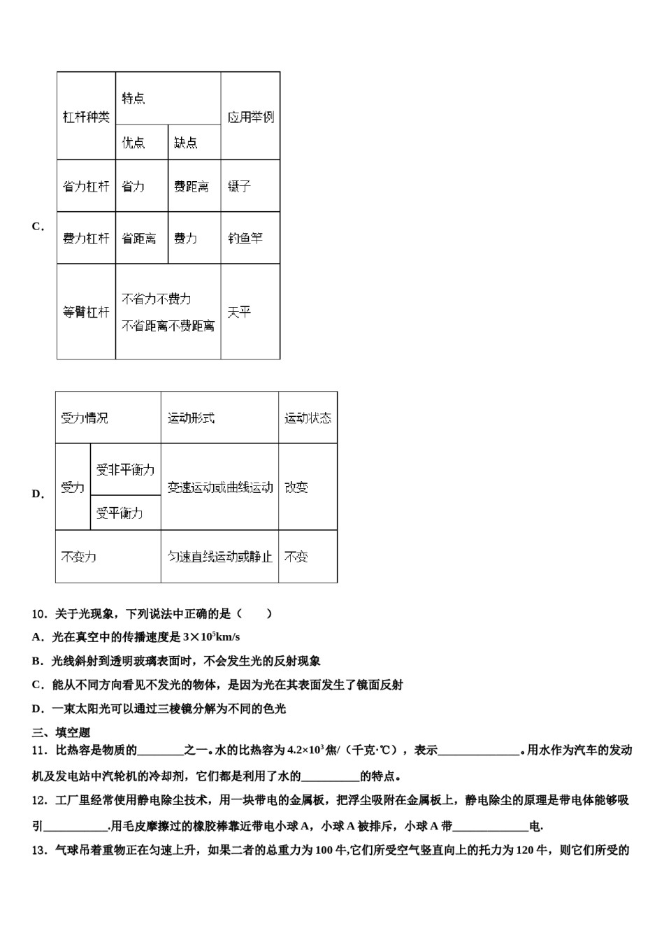 广西钦州市钦州港经济技术开发区2023-2024学年物理八下期末统考模拟试题含解析.doc_第3页