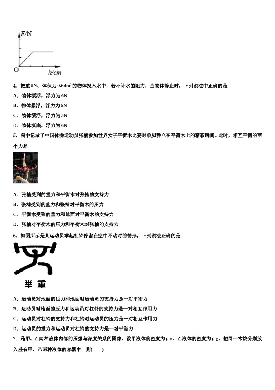 张掖市重点中学2024届物理八下期末质量检测试题含解析.doc_第2页