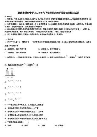 德州市重点中学2024年八下物理期末教学质量检测模拟试题含解析.doc