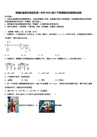 新疆吐鲁番市高昌区第一中学2024届八下物理期末经典模拟试题含解析.doc