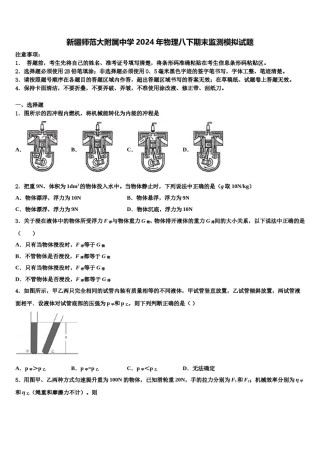 新疆师范大附属中学2024年物理八下期末监测模拟试题含解析.doc