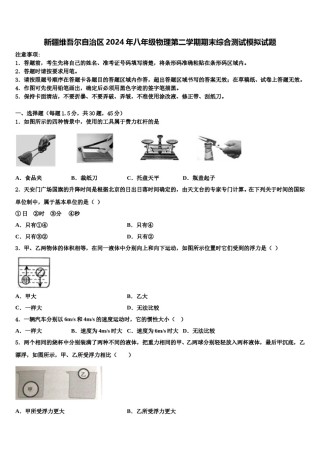 新疆维吾尔自治区2024年八年级物理第二学期期末综合测试模拟试题含解析.doc
