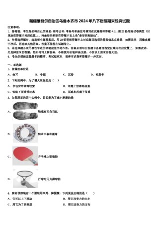 新疆维吾尔自治区乌鲁木齐市2024年八下物理期末经典试题含解析.doc