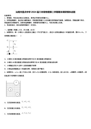 汕尾市重点中学2024届八年级物理第二学期期末调研模拟试题含解析.doc