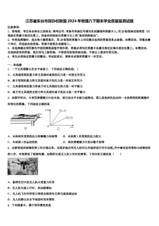 江苏省东台市民办校联盟2024年物理八下期末学业质量监测试题含解析.doc