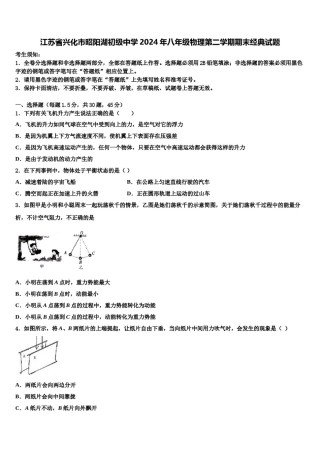 江苏省兴化市昭阳湖初级中学2024年八年级物理第二学期期末经典试题含解析.doc