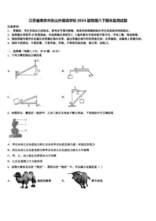 江苏省南京市东山外国语学校2024届物理八下期末监测试题含解析.doc