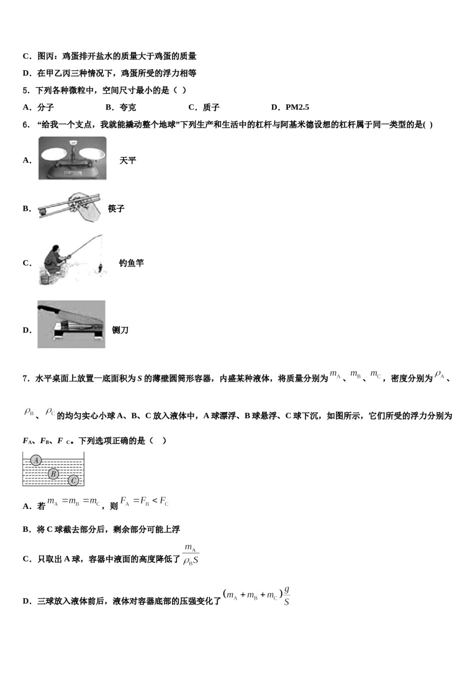 江苏省南通市紫石中学2024届物理八下期末综合测试试题含解析.doc_第2页