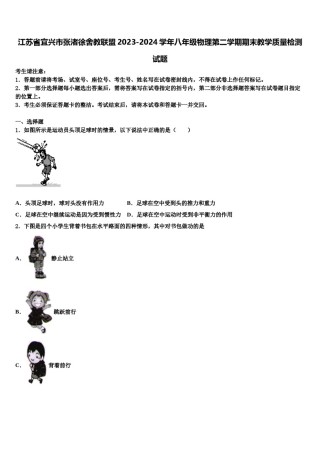 江苏省宜兴市张渚徐舍教联盟2023-2024学年八年级物理第二学期期末教学质量检测试题含解析.doc