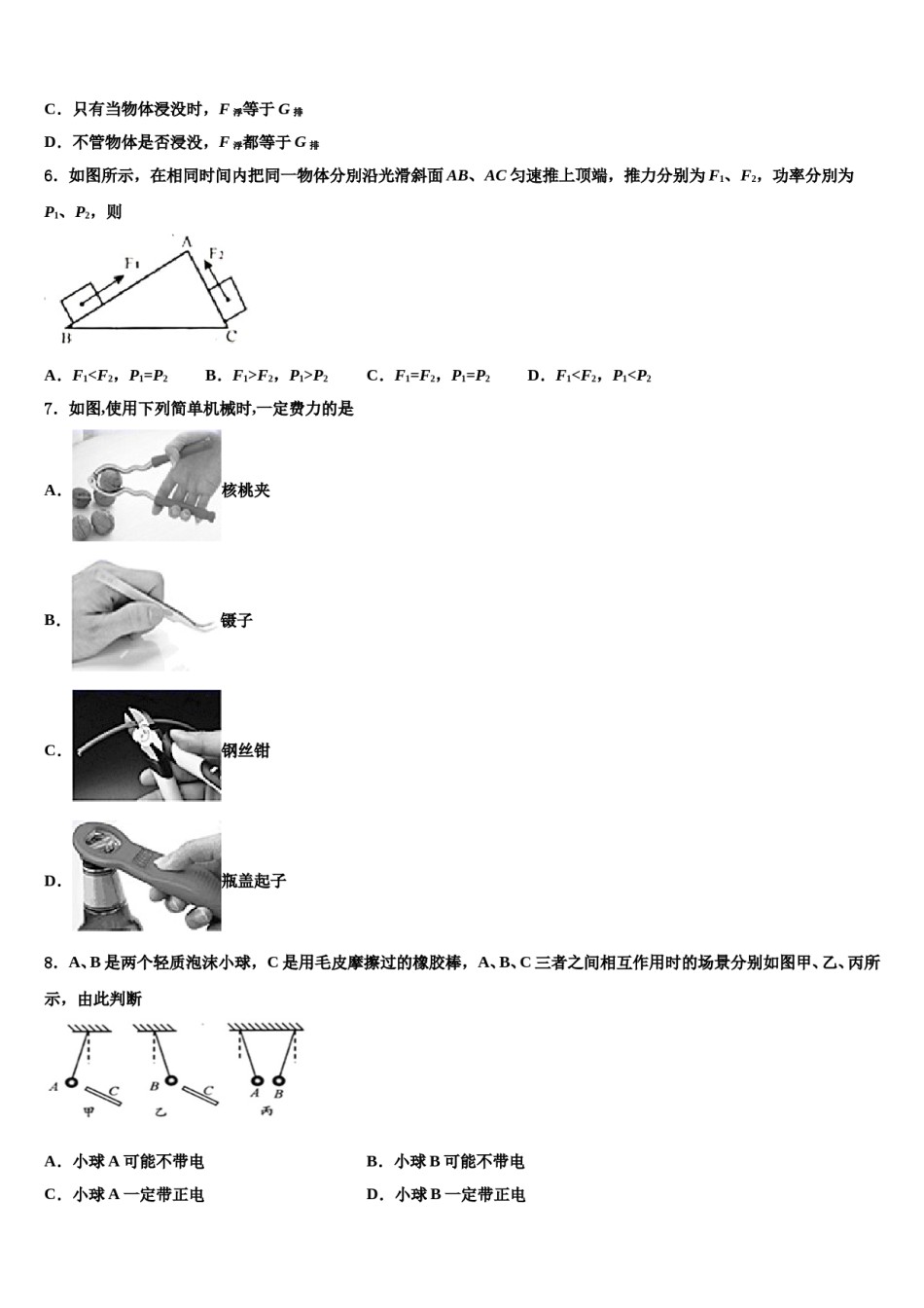 江苏省宝应县山阳中学2024年八年级物理第二学期期末复习检测模拟试题含解析.doc_第2页