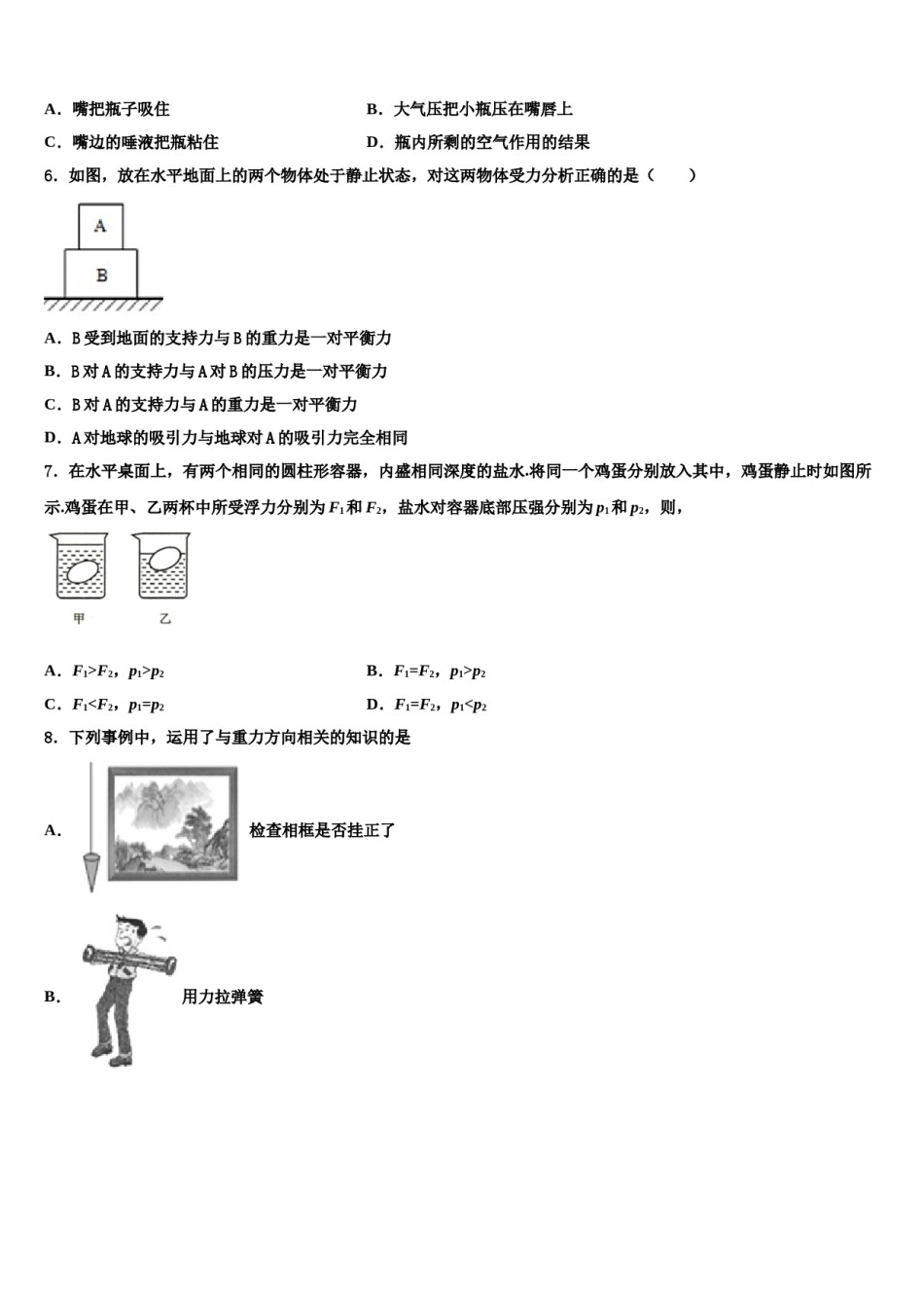 江苏省宿迁市钟吾国际学校2023-2024学年八下物理期末学业水平测试模拟试题含解析.doc_第2页