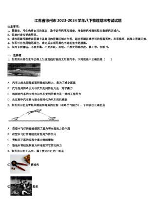 江苏省徐州市2023-2024学年八下物理期末考试试题含解析.doc