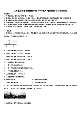 江苏省徐州市市区部分学校2024年八下物理期末复习检测试题含解析.doc