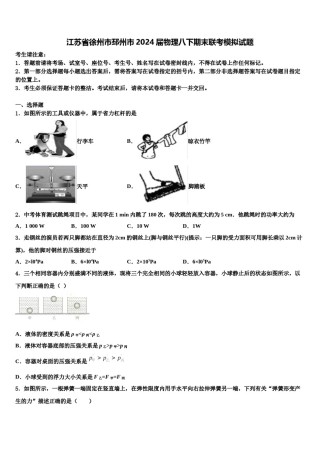 江苏省徐州市邳州市2024届物理八下期末联考模拟试题含解析.doc