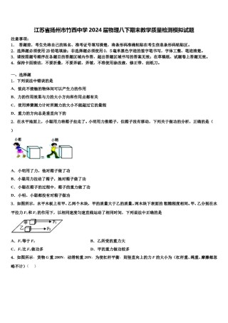 江苏省扬州市竹西中学2024届物理八下期末教学质量检测模拟试题含解析.doc