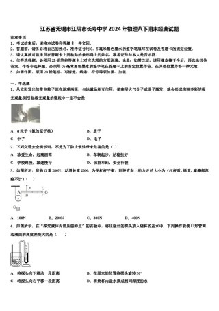 江苏省无锡市江阴市长寿中学2024年物理八下期末经典试题含解析.doc