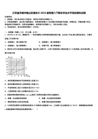 江苏省无锡市锡山区锡东片2024届物理八下期末学业水平测试模拟试题含解析.doc