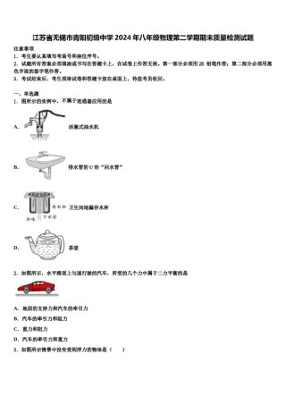 江苏省无锡市青阳初级中学2024年八年级物理第二学期期末质量检测试题含解析.doc
