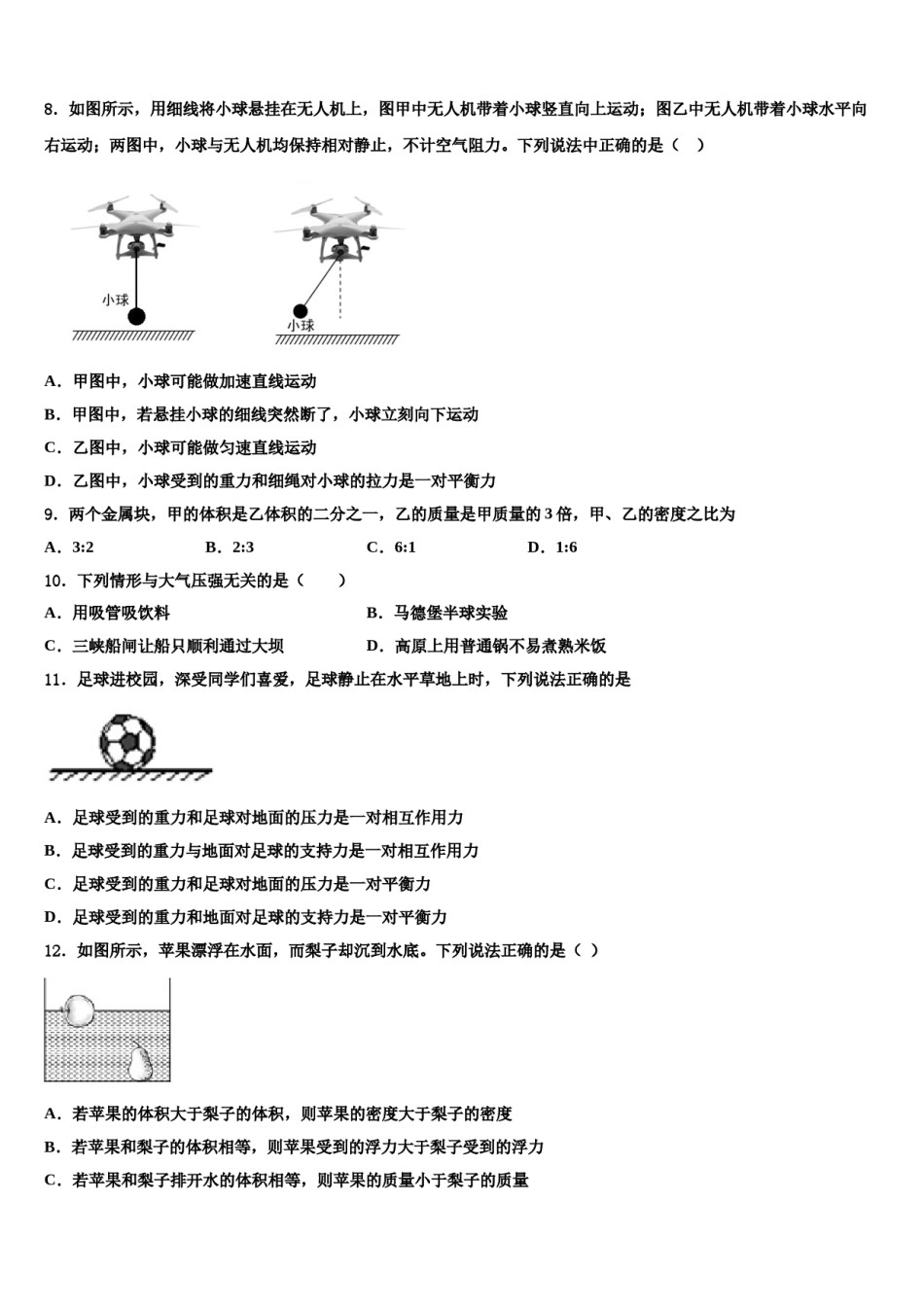 江苏省无锡新吴区2024年物理八下期末联考模拟试题含解析.doc_第3页