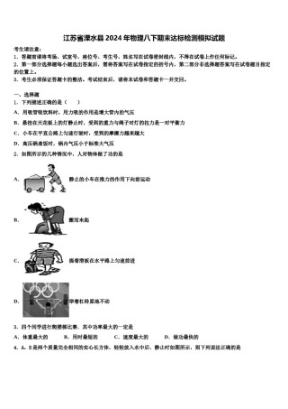 江苏省溧水县2024年物理八下期末达标检测模拟试题含解析.doc