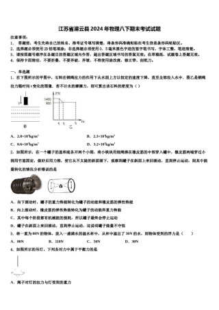 江苏省灌云县2024年物理八下期末考试试题含解析.doc