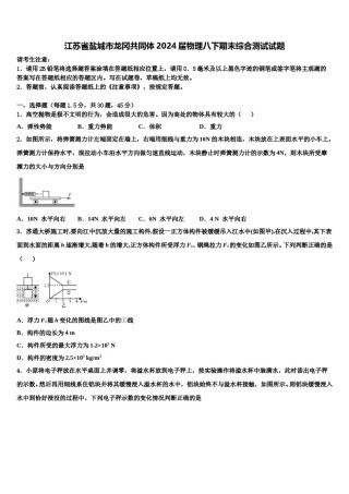 江苏省盐城市龙冈共同体2024届物理八下期末综合测试试题含解析.doc
