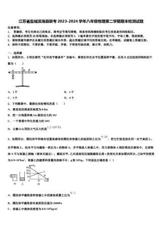 江苏省盐城滨海县联考2023-2024学年八年级物理第二学期期末检测试题含解析.doc