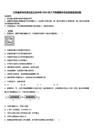 江苏省苏州市虎丘区立达中学2024年八下物理期末学业质量监测试题含解析.doc