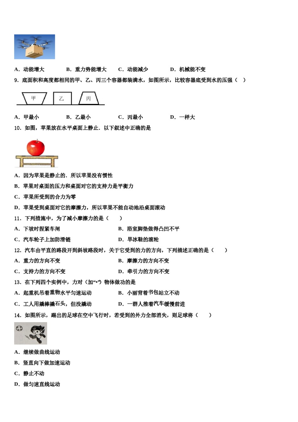 江苏省苏州平江中学2024年物理八下期末达标检测试题含解析.doc_第3页