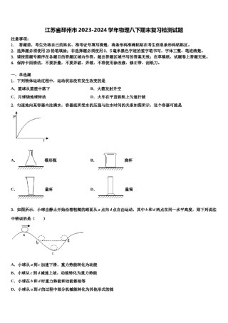 江苏省邳州市2023-2024学年物理八下期末复习检测试题含解析.doc