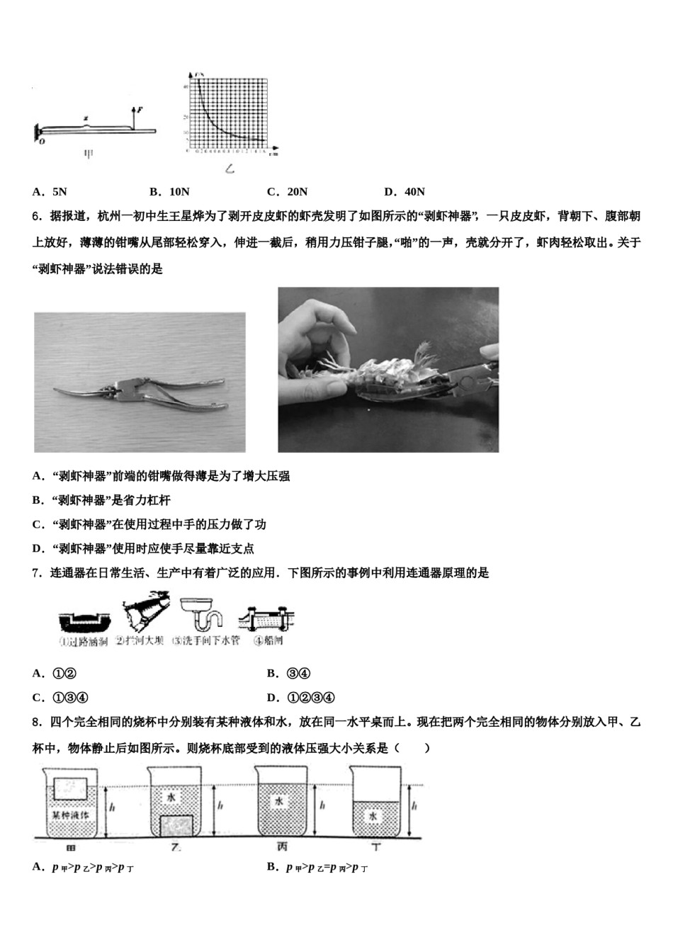 江苏省镇江市丹阳实验中学2023-2024学年物理八下期末统考试题含解析.doc_第2页