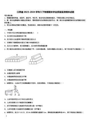 江西省2023-2024学年八下物理期末学业质量监测模拟试题含解析.doc