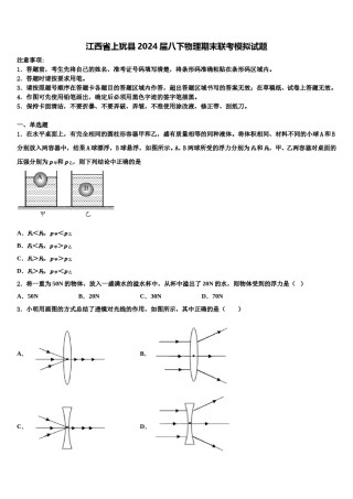 江西省上犹县2024届八下物理期末联考模拟试题含解析.doc