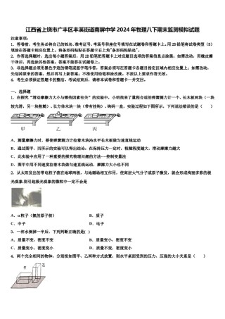 江西省上饶市广丰区丰溪街道南屏中学2024年物理八下期末监测模拟试题含解析.doc
