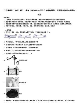 江西省临川二中学、崇仁二中学2023-2024学年八年级物理第二学期期末达标检测模拟试题含解析.doc