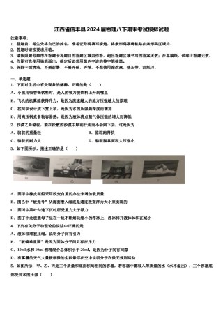 江西省信丰县2024届物理八下期末考试模拟试题含解析.doc