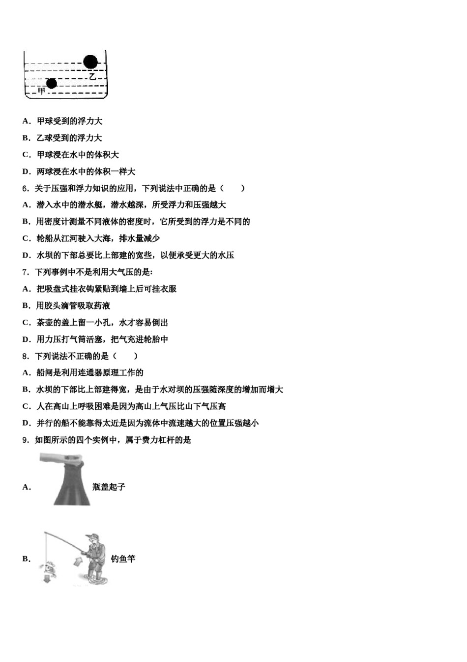江西省南康区南康八中学2023-2024学年八年级物理第二学期期末综合测试试题含解析.doc_第2页