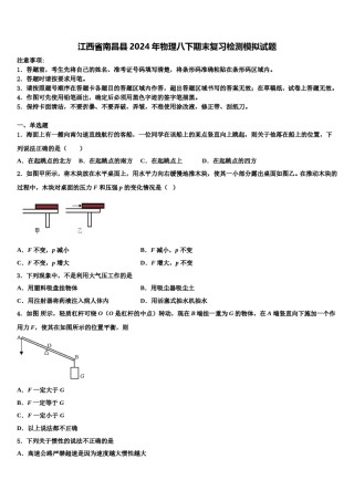 江西省南昌县2024年物理八下期末复习检测模拟试题含解析.doc