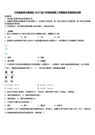 江西省南昌市新建区2024届八年级物理第二学期期末经典模拟试题含解析.doc