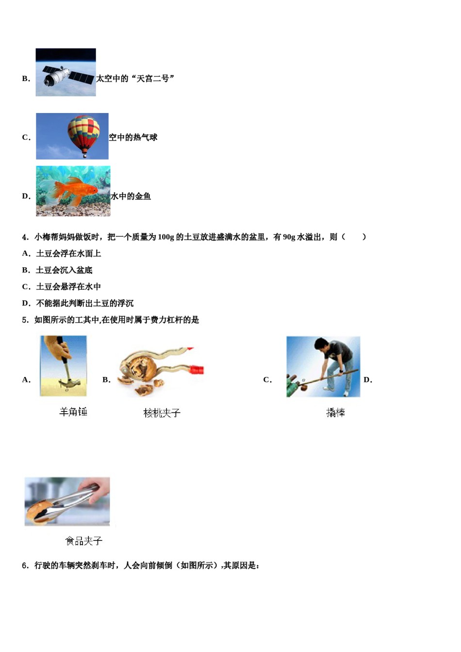 江西省吉安市吉水县2024届物理八下期末质量跟踪监视试题含解析.doc_第2页