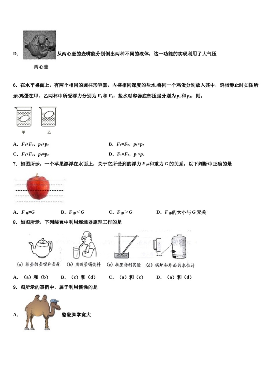 江西省吉安市第四中学2024届物理八下期末检测模拟试题含解析.doc_第3页