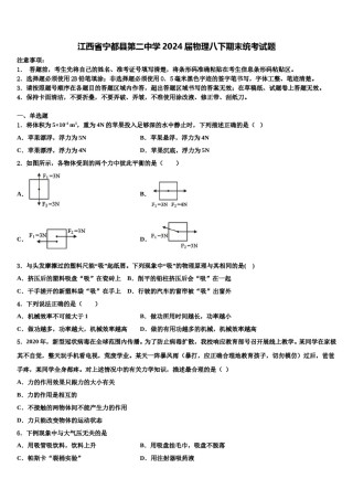 江西省宁都县第二中学2024届物理八下期末统考试题含解析.doc