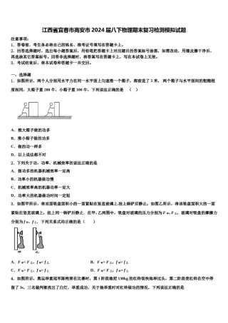 江西省宜春市高安市2024届八下物理期末复习检测模拟试题含解析.doc