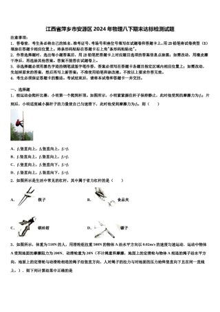 江西省萍乡市安源区2024年物理八下期末达标检测试题含解析.doc