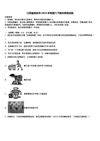 江西省高安市2024年物理八下期末预测试题含解析.doc