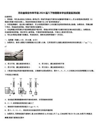 河北省保定市阜平县2024届八下物理期末学业质量监测试题含解析.doc