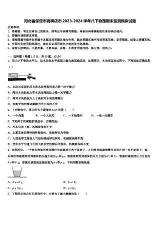 河北省保定市高碑店市2023-2024学年八下物理期末监测模拟试题含解析.doc