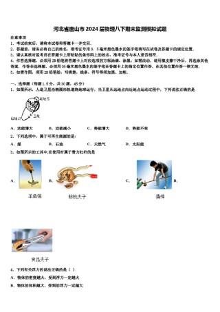 河北省唐山市2024届物理八下期末监测模拟试题含解析.doc