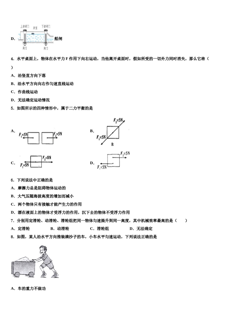 河北省宁晋县2023-2024学年物理八下期末达标检测模拟试题含解析.doc_第2页