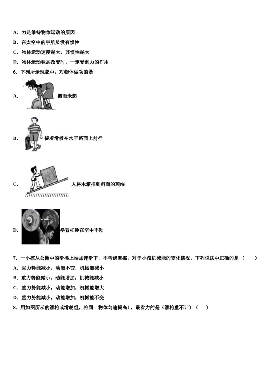 河北省定州市杨家庄初级中学2024届物理八下期末达标检测试题含解析.doc_第2页